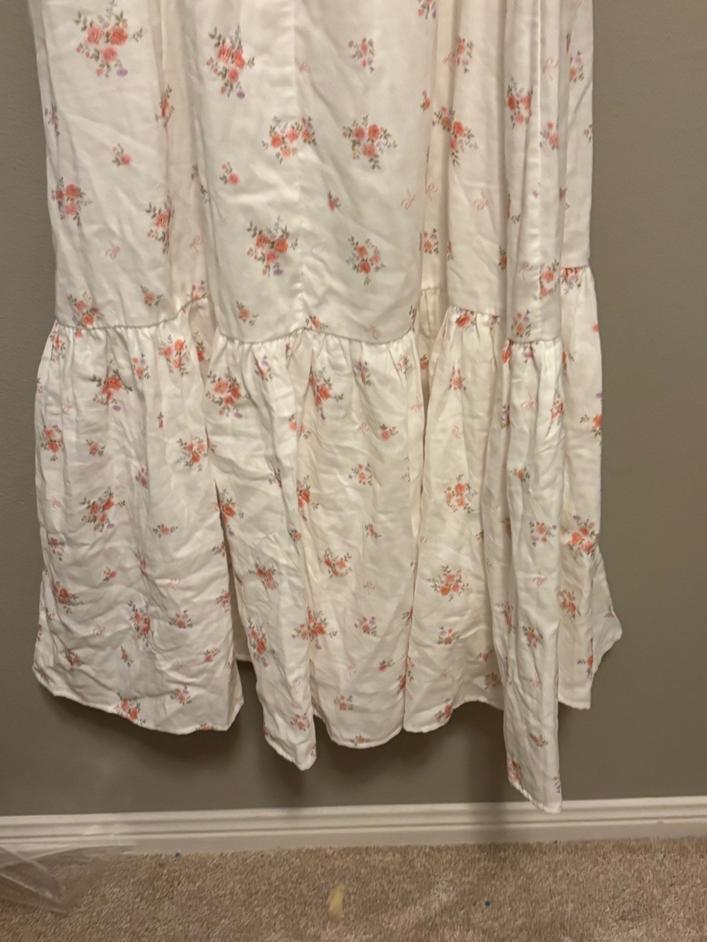 Livvy 100% Cotton Dress in Off White/Pink Floral (Fully Lined) -Bump Friendly L - Picture 11 of 11